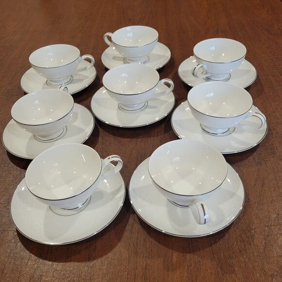 Vintage Mikasa Fine China BRIDAL VEIL Cup Saucer Retired Narumi Japan - Picture 10 of 11